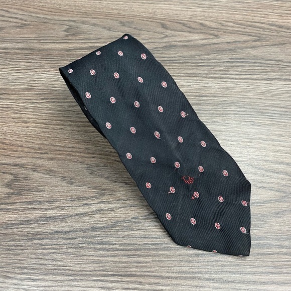 Christian Dior Black w/ Red & White Check Tie - Picture 1 of 4